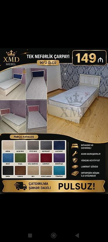 Tek nəfərlik çarpayı – 90×200 ölçü - Brend: XMD Mebel - Korpus