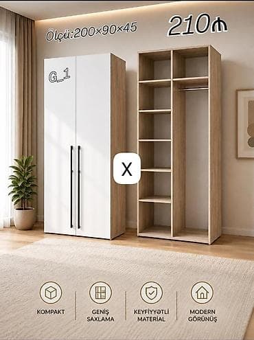 taxta ref: İki qapılı geyim dolabı – model G_1 Ölçü: 200 × 90 × 45 sm Qiymət — 1