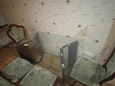 Qonaq otağı üçün, İşlənmiş, Açılmayan, Dördbucaq masa, 4 stul — 2