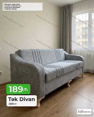 Tək Divan – 200 sm - Mexanizm: açılan, bazalı (alt hissədə saxlama