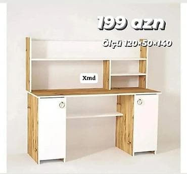islenmis stullar: Tələbə/ofis masası – üst rəfli model Qiymət: 199 AZN Ölçü: 120×50×140 — 1