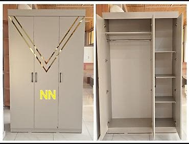 Yeni, 3 qapılı, Ağ, Digər material, Açılan, Düz dolab