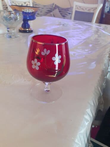 xrustal stekan olcusu: Qədəhlər, rəng - Qırmızı, Xrustal, 1 əd, Çexiya — 1