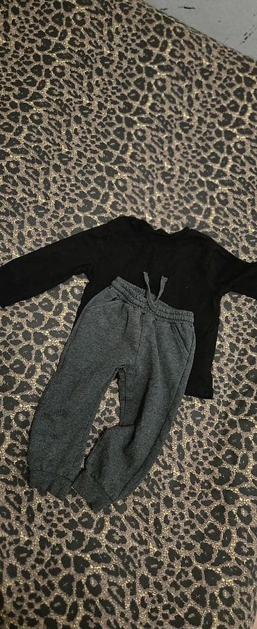Uşaq geyim dəsti – 2 müxtəlif kombinə: 1) Qara uzunqol kofta +