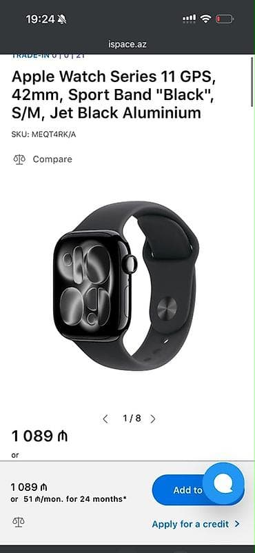 Smart qolbaqlar: Yeni, Smart saat, Apple, Sensor ekran, rəng - Qara — 1