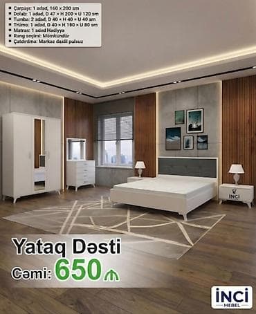 İkinəfərlik çarpayı, Termo, Dolab, 2 tumba, Azərbaycan, Yeni — 1