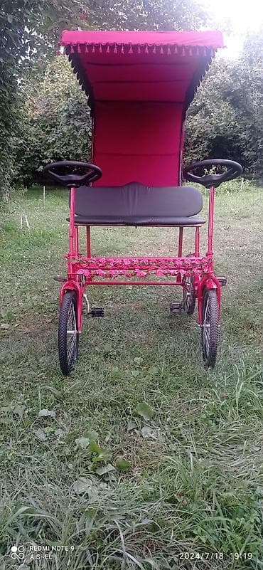 crolan velosiped: İki nəfərlik pedallı velorikşa (dördtəkərli) - Korpus: möhkəm metal — 2