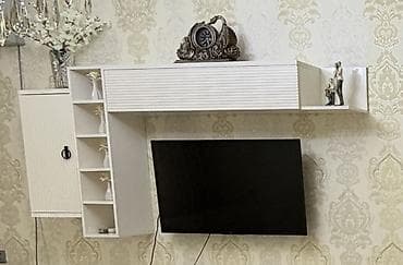 Ev üçün mebel: Yeni, Düz TV altlığı, Polkalı, Taxtalı, Türkiyə — 1