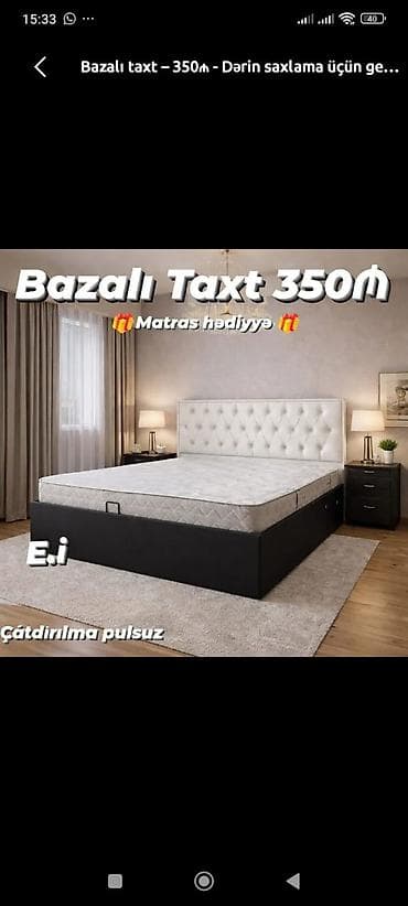 Bazalı taxt – 350₼ - Dərin saxlama bölməsi olan bazalı konstruksiya -