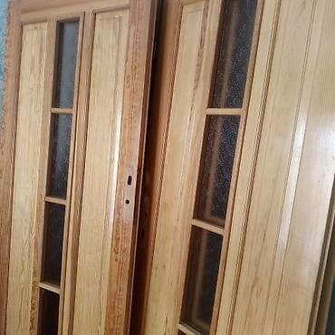 Ağac interyer qapıları – şüşəli model - Material: təbii ağac (şümalı — 1
