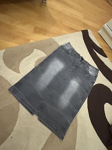 cins: Denim ətək – boz rəng, klassik dizayn. - Material: cins (denim) — 1