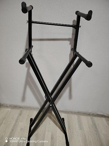 İki səviyyəli sintezator/klaviatura dayaqı - X tipli, qatlanan metal — 1