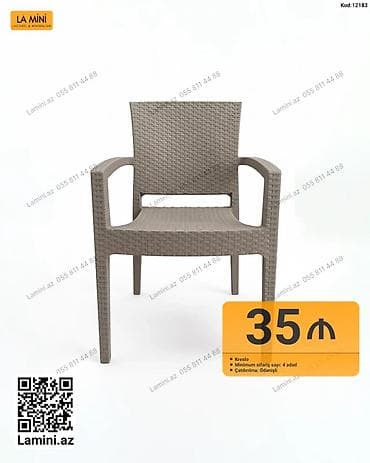 Bağ kresloları: Rattan naxışlı plastik kreslo - Material: möhkəm plastik, toxuma — 1