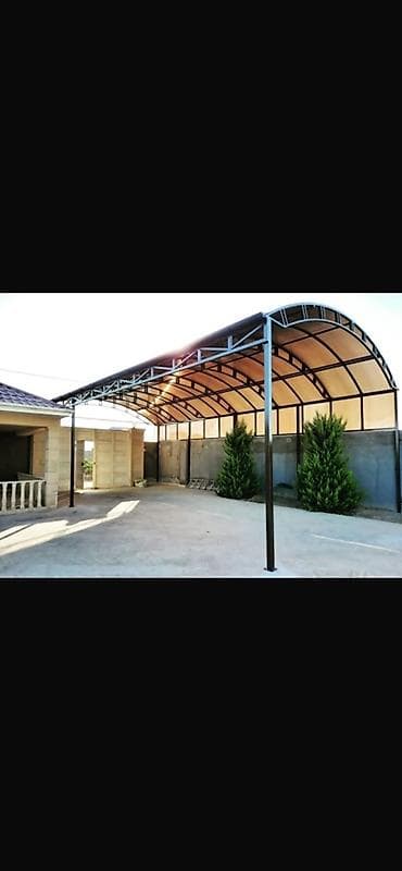 polikarbonat dam örtükləri: Metal konstruksiya ilə qapalı dayanacaq və həyət üçün naves/başlıq — 5