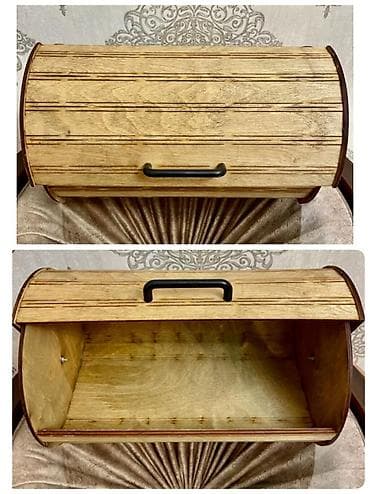 Taxta çörək qutusu - Material: təbii ağac (plywood əsaslı), açıq — 1
