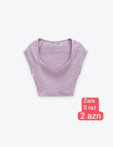 Qadın köynək/top dəsti 1) Zara lilac rəngli qısa top - V şəkilli lalafo.az -da Qadın köynək/top dəsti 1) Zara lilac rəngli qısa top - V şəkilli