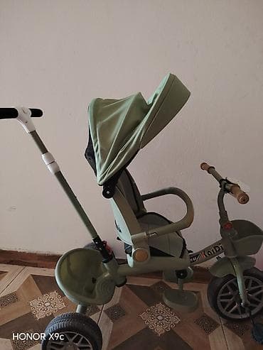 ucuz velosipedler: Uşaq üçün 3 təkərli velosiped-araba (trisikl), yaşıl rəng — 1