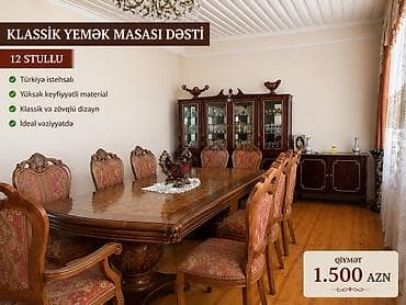 4000: Qonaq otağı üçün, İşlənmiş, Açılmayan, Dördbucaq masa, 12 stul — 1