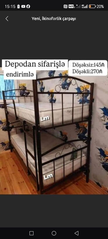 tek kravatlarin qiymeti: Yeni, Təknəfərlik çarpayı — 2