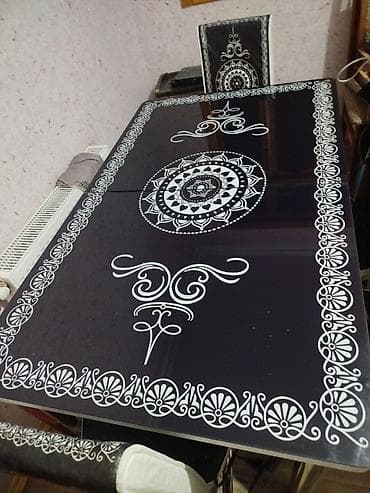 şüşə stollar: Mətbəx üçün, İşlənmiş, Açılan, Dördbucaq masa, 4 stul — 2