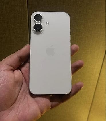 iphone 16e azerbaycan: IPhone 16, Ağ, Zəmanət, Simsiz şarj, Face ID — 1