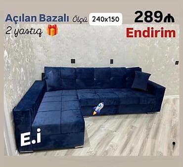 rahat mebel: Künc divan, Yeni, Açılan, Bazalı, Vеlur parça — 1