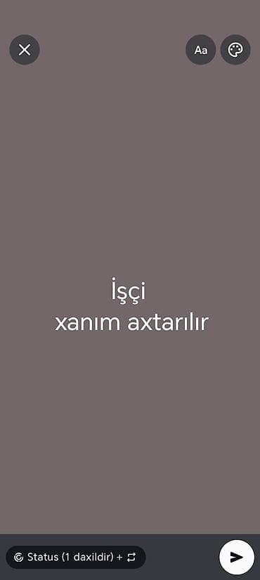 ferma iş: Köməkçi, Qadın, 35 yaş, 1 ildən az təcrübə, Tam iş günü — 1