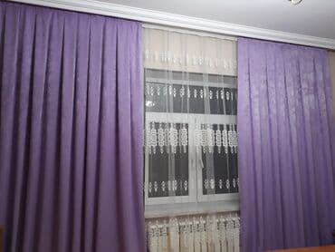 yaşıl pərdə: Bənövşəyi rəngli pərdə dəsti - Material: Yüngül parıltılı, sıx — 2