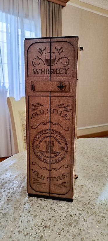 Сундуки: MDF-dən hazırlanmış viski/qəlib şüşə qutusu - Material: 3-5 mm MDF — 3