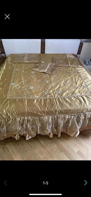 alon tekstil: Yataq üçün İşlənmiş rəng - Qızılı Yataq örtüyü — 4