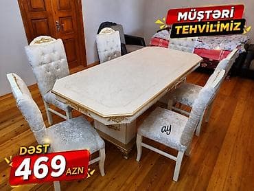 acilan stol: Qonaq otağı üçün, Yeni, Dördbucaq masa, 6 stul — 1