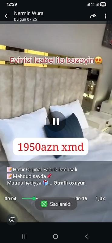 Sifarişlə mebel: 📝Hazır Orijinal Fabrik istehsalı 📝Məhdud sayda📌 Matras hədiyyə 🎁 — 2