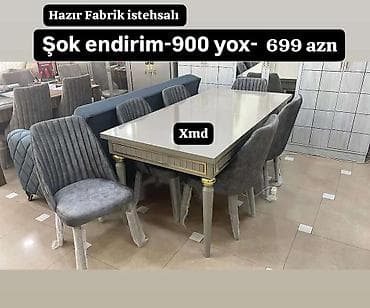 komputer oturacaqlari: Qonaq otağı üçün, Yeni, Açılmayan, Dördbucaq masa, 8 stul — 1