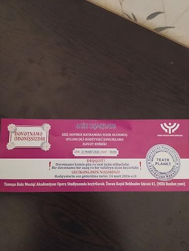 1 ədəddir Novruz bayramı şənlik bileti 8 manatdi