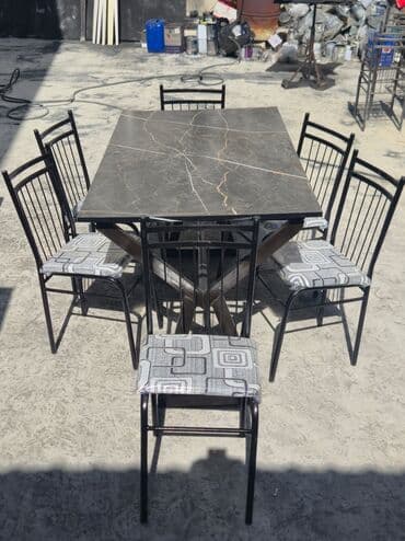 стол для маникюра: Qonaq otağı üçün, Yeni, Açılmayan, Dördbucaq masa, 6 stul — 7