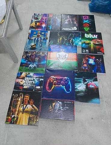 Oyun və futbol temalı dekorativ divar tabloları/çap panelləri -