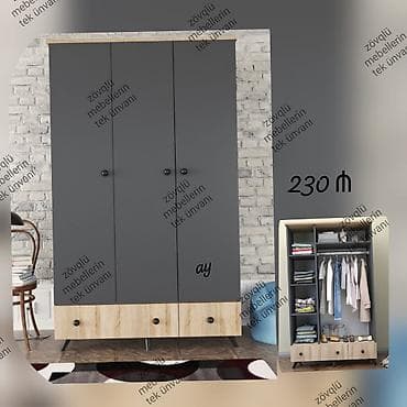 akvarium şkaf: 3 qapılı, Siyirməli, Boz, Açılan, Düz dolab — 1