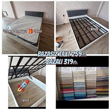 Двуспальная кровать, С подъемным механизмом, Бесплатный матрас, Без выдвижных ящиков, Металл — 1