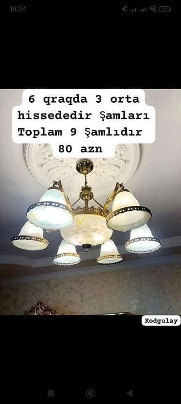 ucuz listurlar: Çılçıraq, 9 lampa, Metal — 1