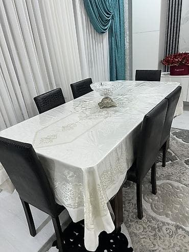 Mətbəx üçün, İşlənmiş, Açılmayan, Dördbucaq masa, 6 stul — 1