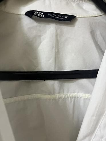 koja etek: ZARA qadın köynəyi – qısa (crop) model - Rəng: ağ - Klassik yaxalıq — 3