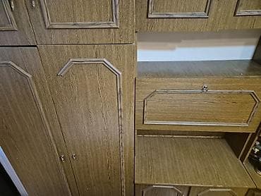 vitrin stend: Taxta mebel dəsti - Rəng və material: Tünd palıd teksturalı — 3