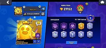 Brawl Stars hesabı-27k kupa 91 karkter 676 elmas pay nadir skinlər və — 2