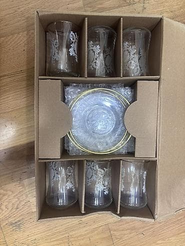 cay qabi: Çay dəsti, rəng - Ağ, Şüşə, 6 nəfərlik — 1