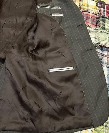 hamam xalat: İtaliya istehsalı klassik ştrixli kişi pencəyi - Rəng: tünd boz, incə — 5