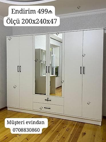 Ağ rəngli 6 qapılı paltar dolabı - Ölçü: 200x240x47 sm lalafo.az -da Ağ rəngli 6 qapılı paltar dolabı - Ölçü: 200x240x47 sm