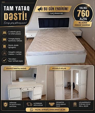 Yataq otağı dəstləri: İkinəfərlik çarpayı, Dolab, Yeni — 1