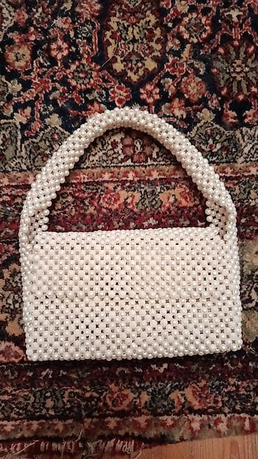 Сумки: Mirvari fakturalı əl işi çanta - Material: Süni mirvari boncuklardan — 2