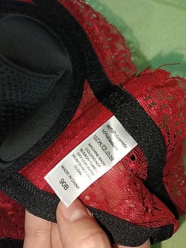 qadınlar üçün krujevalı maskalar: Qırmızı-qara dəbli qadın alt geyim dəsti - Dəst: push-up bra + tuman — 2