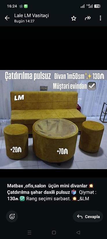 mebil kuxna: *Mətbəxofis,salon üçün mini divanlar* 💥 *Çatdırılma şəhər daxili — 1